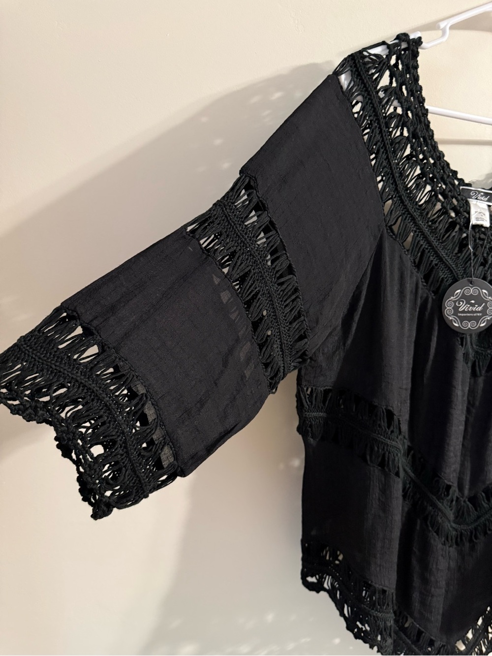 Vivid NWT Size 1X Black Crochet-Trim Women's Top - Picture 3 of 4